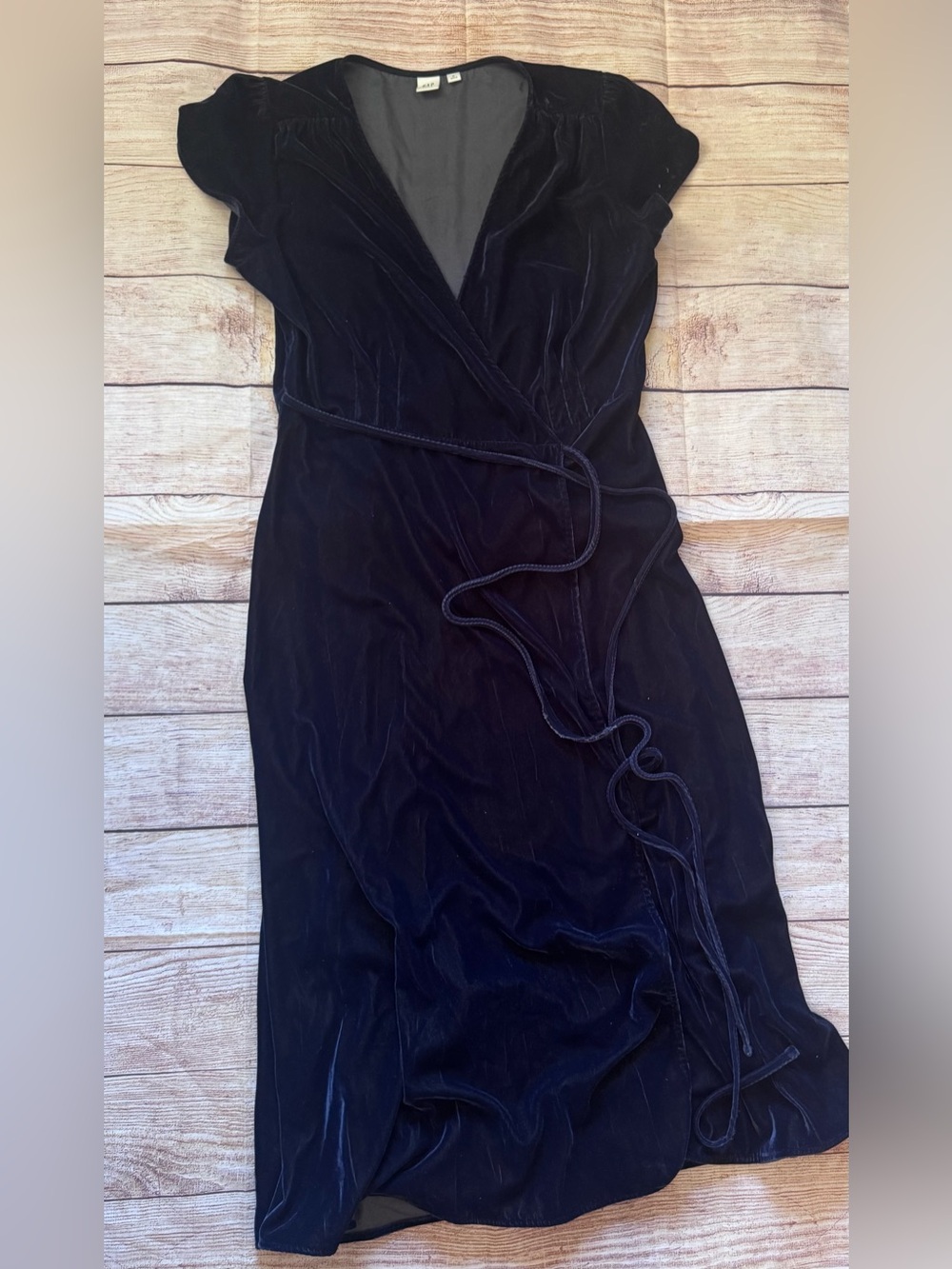Gap Dark Blue Velvet Wrap Dress